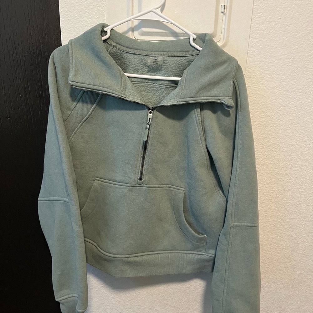 Danskin Cropped Green Quarter-Zip Sweater